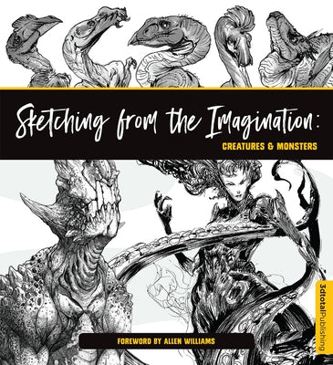 Paperback book titled "Sketching from the Imagination: Creatures & Monsters" by 3dtotal Publishing, showing the cover design.
