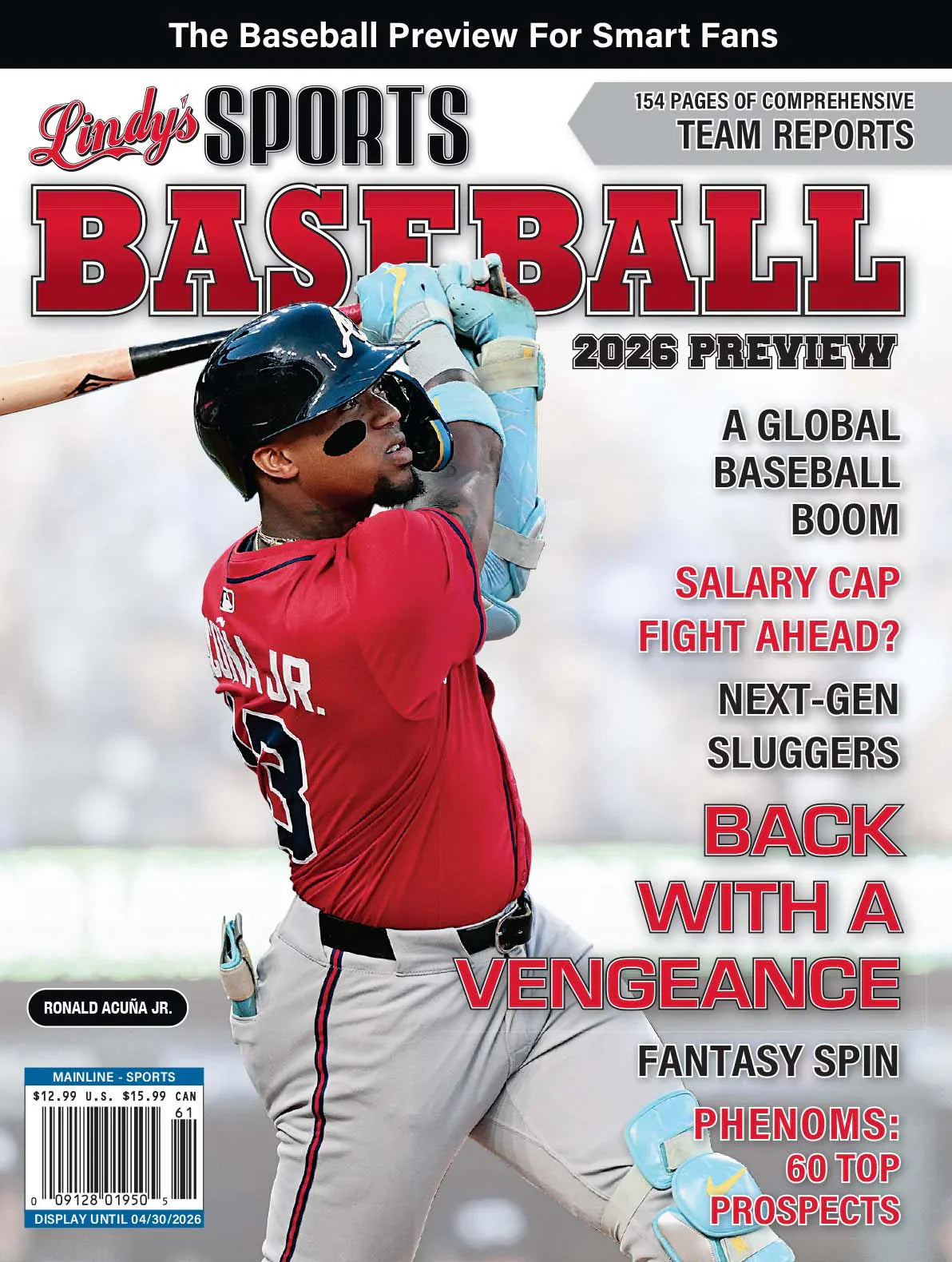 Cover of 2026 Lindy's Baseball Preview Magazine by Lindy's Sports featuring Atlanta baseball team on the front.