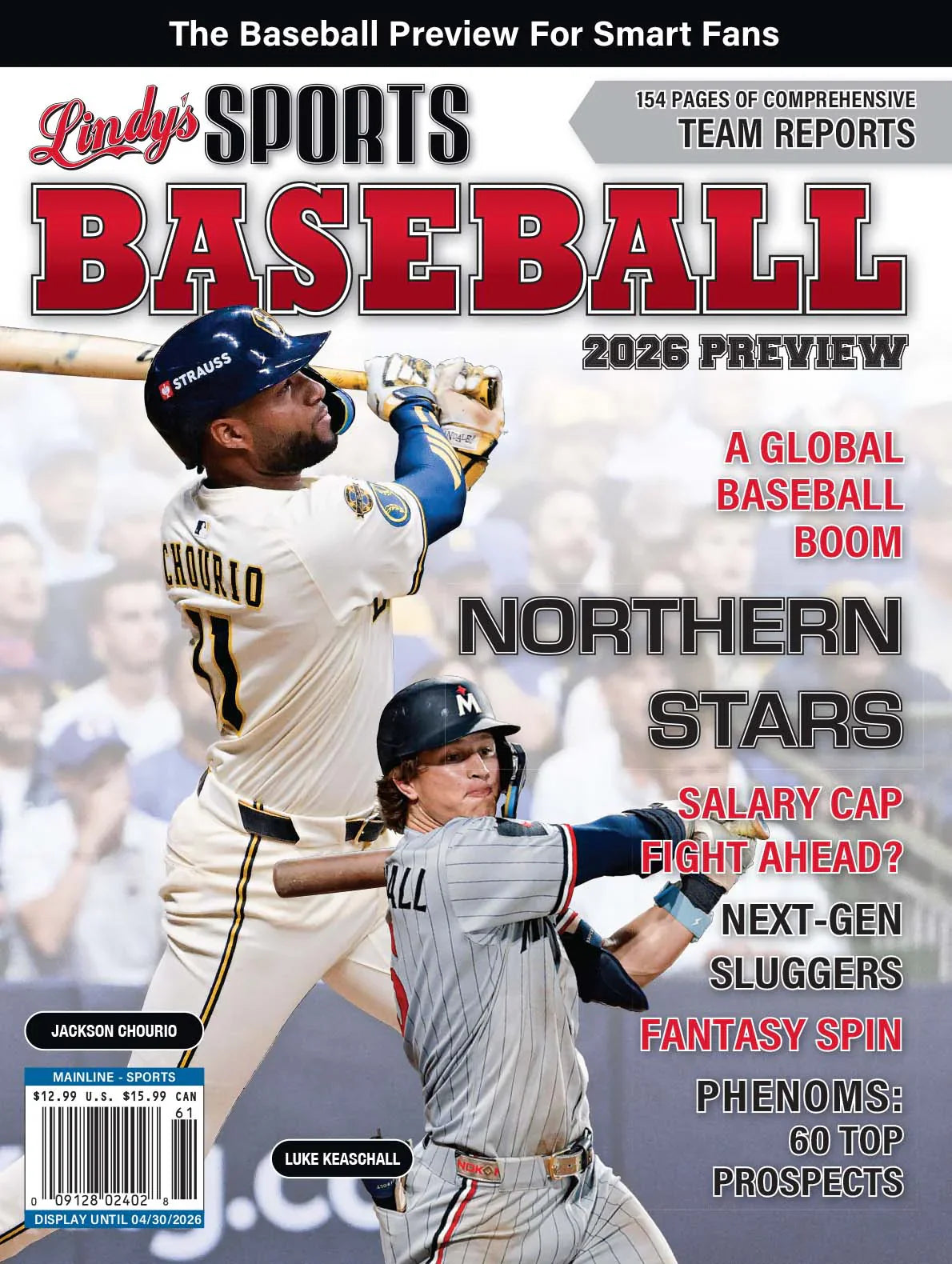 Cover of 2026 Lindy's Baseball Preview Magazine by Lindy's Sports featuring a baseball player and Milwaukee team imagery.