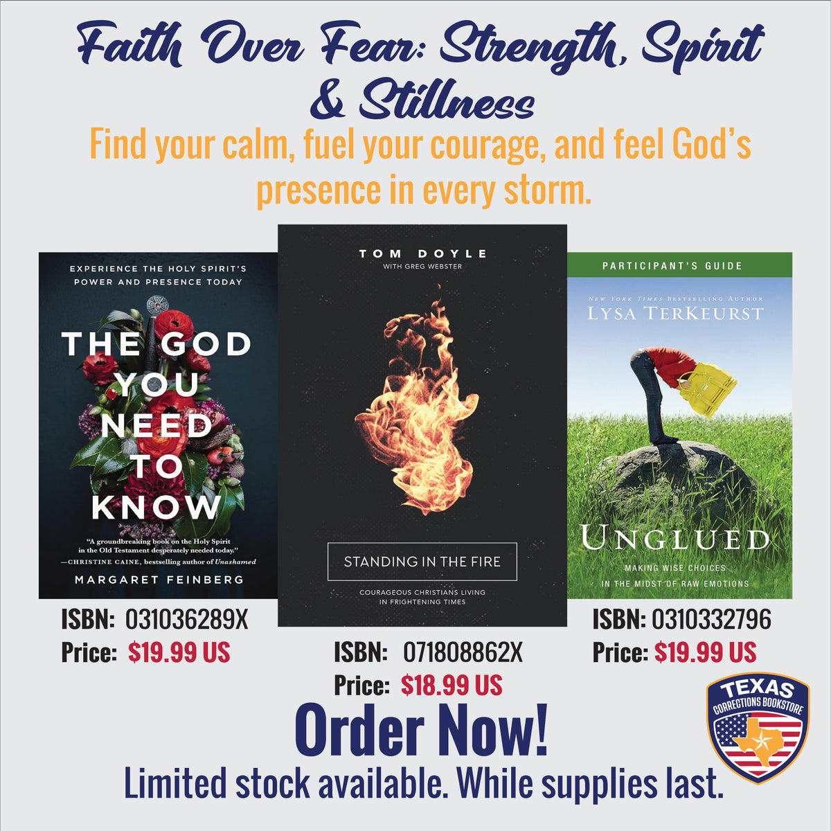 Faith Over Fear three-book Christian reading bundle by Margaret Feinberg on a white background