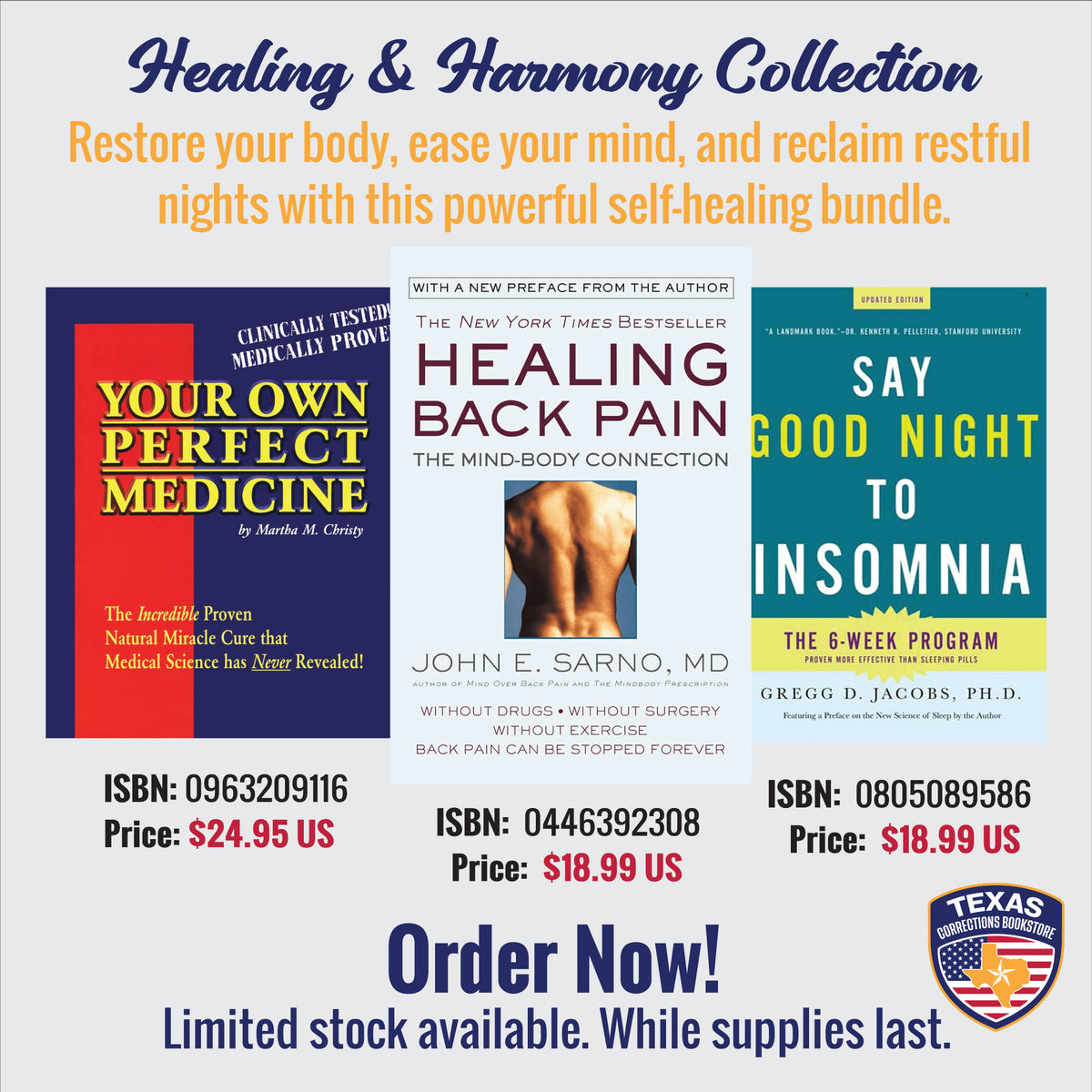 Martha M. Christy Healing & Harmony Collection three-book health and wellness reading bundle set