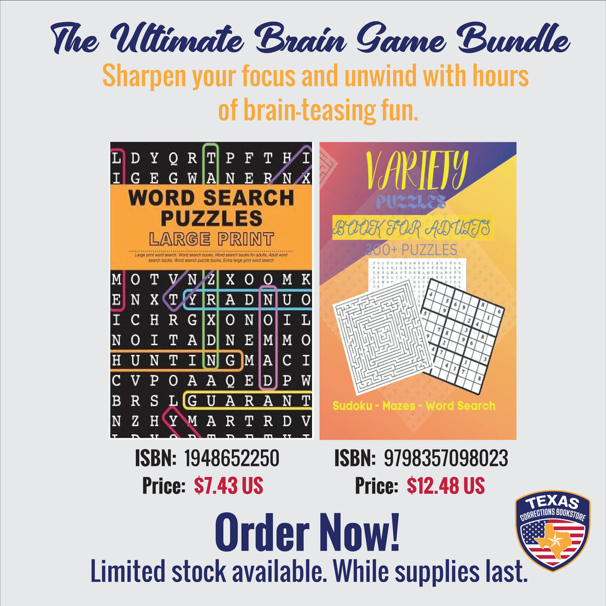 The Ultimate Brain Game Bundle: Large-Print Word Search & Variety Puzzles