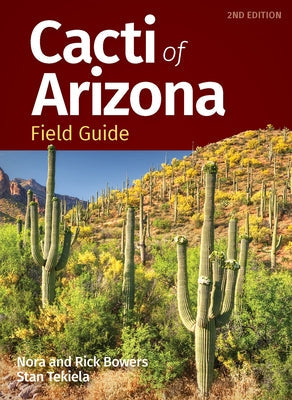 Paperback Cacti of Arizona Field Guide by Adventure Publications showing various desert cacti illustrations.