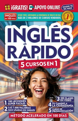 Aguilar Quick English paperback book titled "Inglés Rápido. 5 Cursos En 1" showing the front cover with title and brand name.