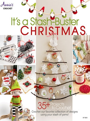 Annies Stash-Buster Christmas paperback book cover with festive holiday design and title text.