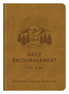 Imitation leather cover of Daily Encouragement for Men: 365 Power-Packed Devotions book by Barbour Publishing, featuring a textured design.