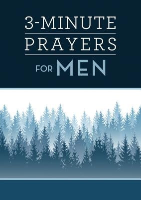 Paperback book titled "3-Minute Prayers for Men" by Barbour Publishing, featuring a cover with religious imagery and text.