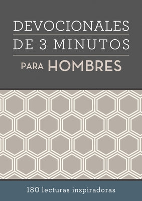 Paperback devotional book titled "Devocionales de 3 Minutos Para Hombres" by Barbour Publishing with 180 inspirational readings.