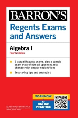 Paperback of Regents Exams and Answers: Algebra I, Fourth Edition by Barrons Educational Services, showing the book cover.