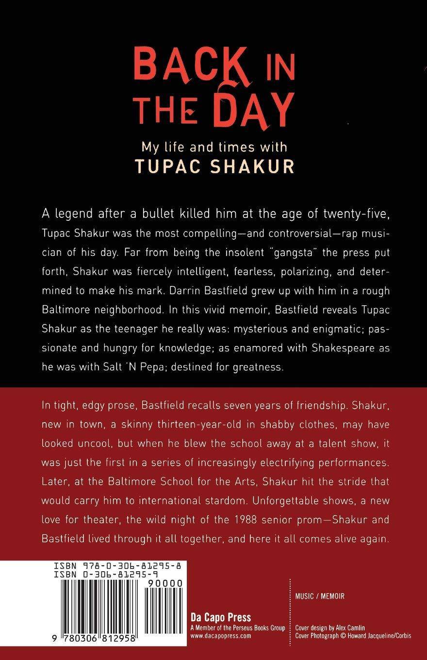 Cover of "Back in the Day" autobiography by Darin Keith Bastfield, about Tupac Shakur's life and music career.