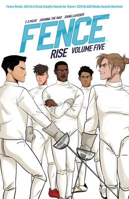 Paperback book titled "Fence: Rise" by Boom!box, featuring a cover with artwork related to the comic series.