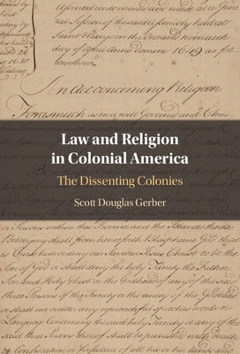 Hardcover book titled "Law and Religion in Colonial America" published by Cambridge University Press, featuring historical illustrations.