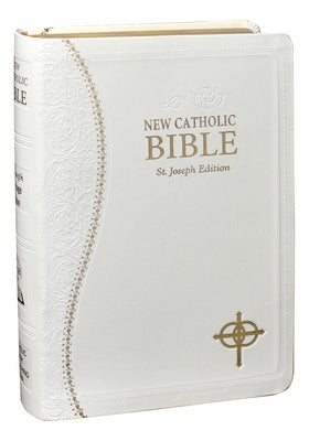 Catholic Book Publishing New Catholic Bible Med Print for Marriage, open Bible with decorative cover and visible pages.