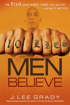 Paperback book titled "10 Lies Men Believe" by Charisma House, featuring a cover with the title and author details.