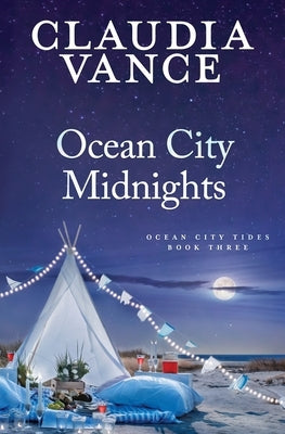 Paperback of Ocean City Midnights from the Ocean City Tides series by Claudia Vance, featuring a book cover with ocean scene artwork.