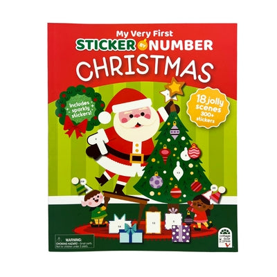 Paperback "My Very First Sticker by Number Christmas" book by Cottage Door Press featuring festive holiday sticker scenes.