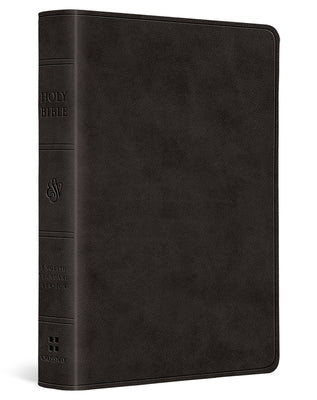 Red letter ESV Value Large Print Compact Bible by Crossway in black Trutone cover, featuring easy-to-read large print text.