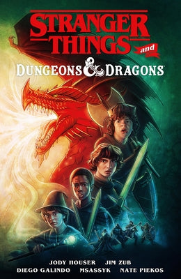 Paperback graphic novel featuring Stranger Things and Dungeons & Dragons by Dark Horse Books, with vibrant cover art.