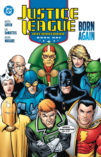Justice League International Book One paperback by DC Comics featuring colorful cover art from the 2025 edition.