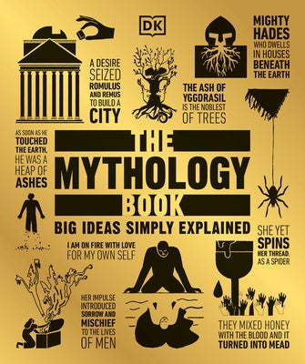 Paperback copy of The Mythology Book by DK Publishing, featuring mythological illustrations on the cover.