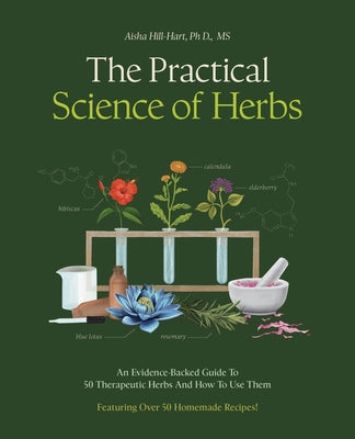 Paperback book titled "The Practical Science of Herbs" by Fair Winds Press, featuring an open herbal guide with illustrations.