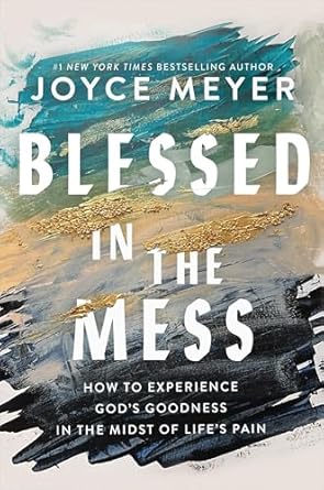 Paperback book titled "Blessed in the Mess" by Faithwords, featuring a cover with uplifting design and title text.