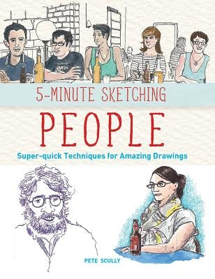 Paperback book titled "5-Minute Sketching People" by Firefly Books, featuring colorful cover with sketches of people in quick drawing style.