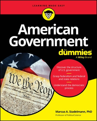 Paperback book titled "American Government for Dummies" by For Dummies, resting on a flat surface.