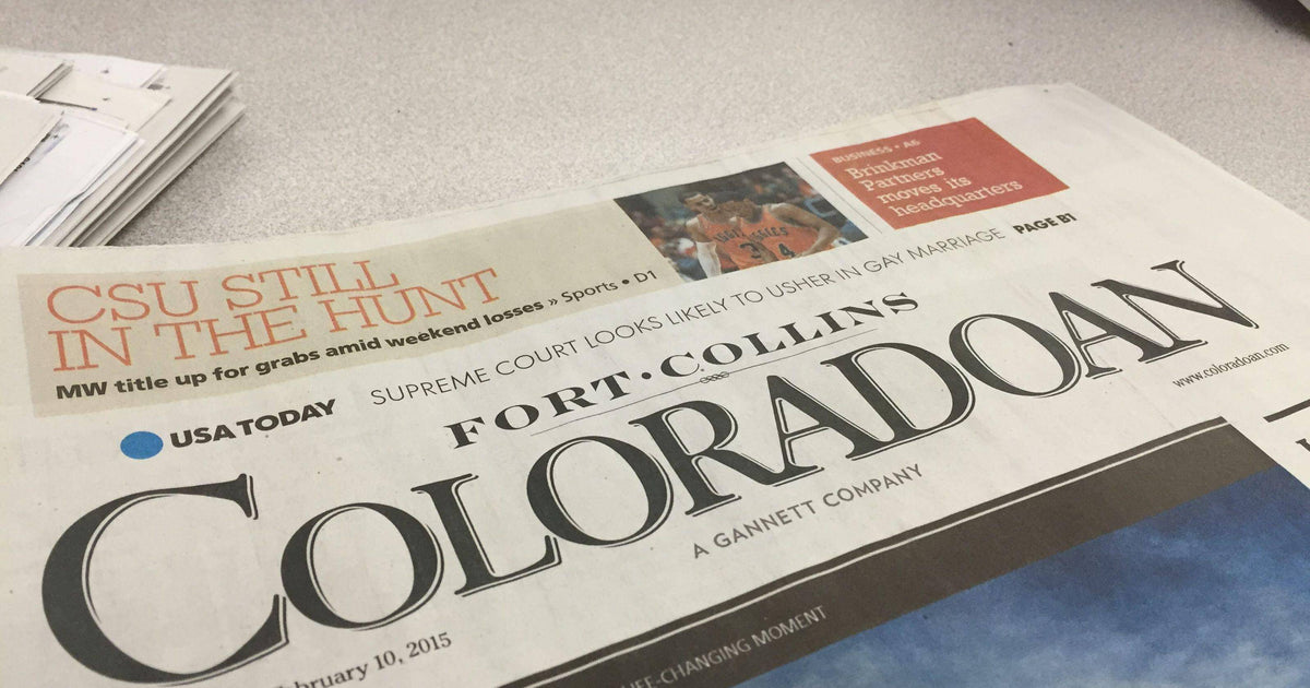 Fort Collins Coloradoan newspaper showing delivery schedule from Monday to Sunday, available for 12 weeks.