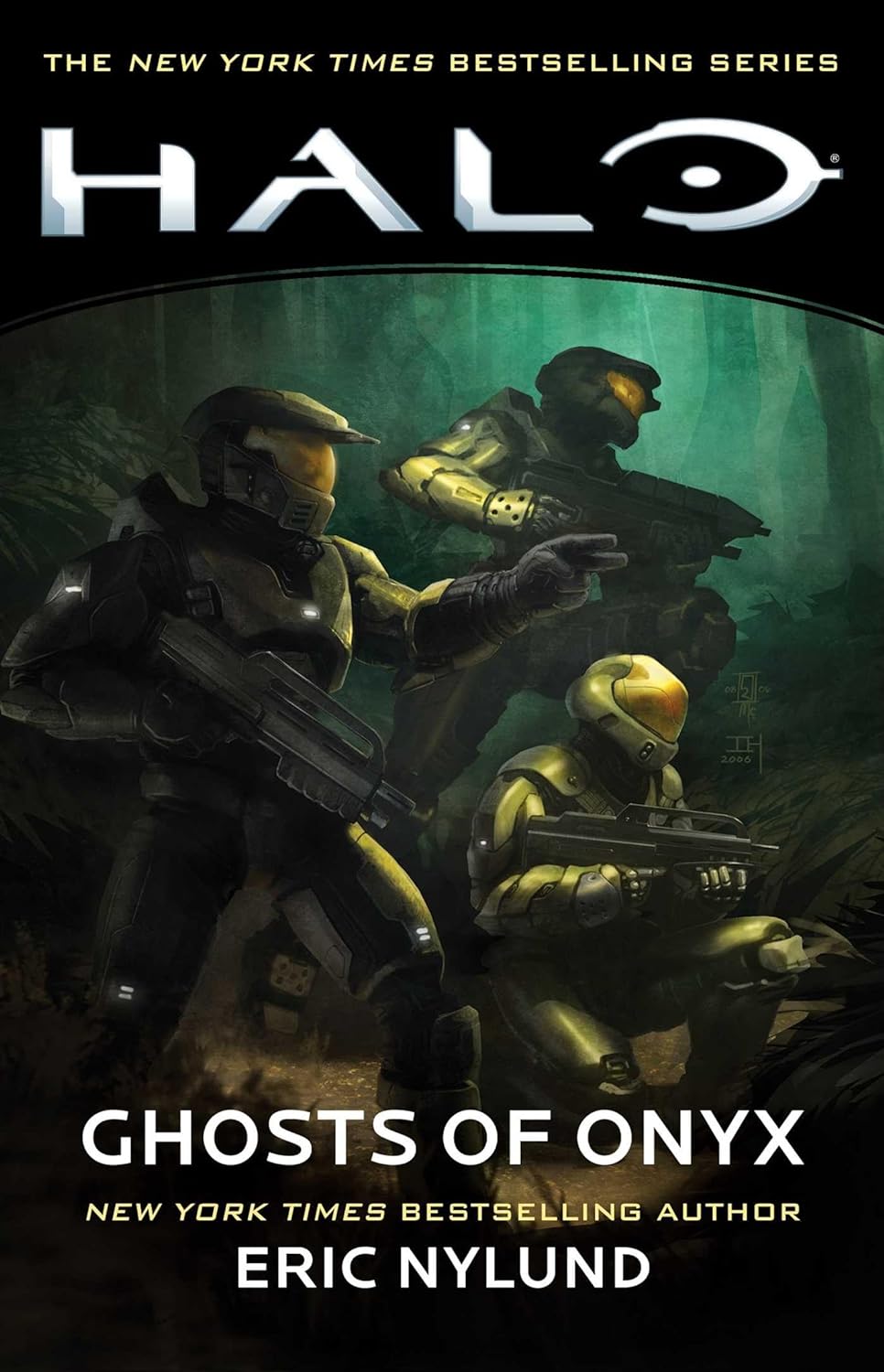 Paperback of Halo: Ghosts of Onyx by Gallery Books, featuring the book cover with the Halo game series theme and title.