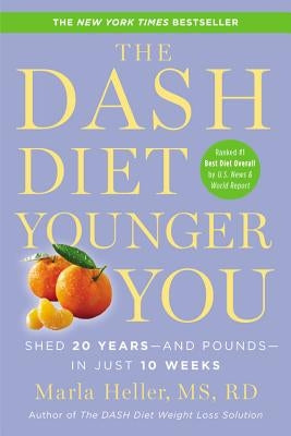 Paperback book titled "The Dash Diet Younger You" by Grand Central Life & Style, featuring a colorful cover with health and diet imagery.
