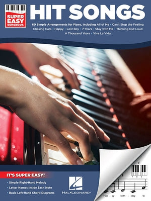 Paperback Hit Songs Super Easy Songbook by Hal Leonard Publishing Corporation featuring easy-to-play popular song arrangements.