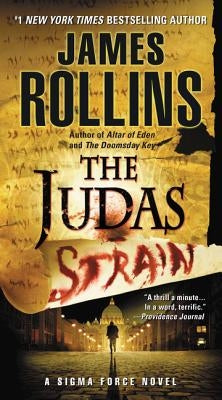 Mass market paperback cover of "Judas Strain," a Sigma Force novel by Harper, featuring dark, mysterious imagery.