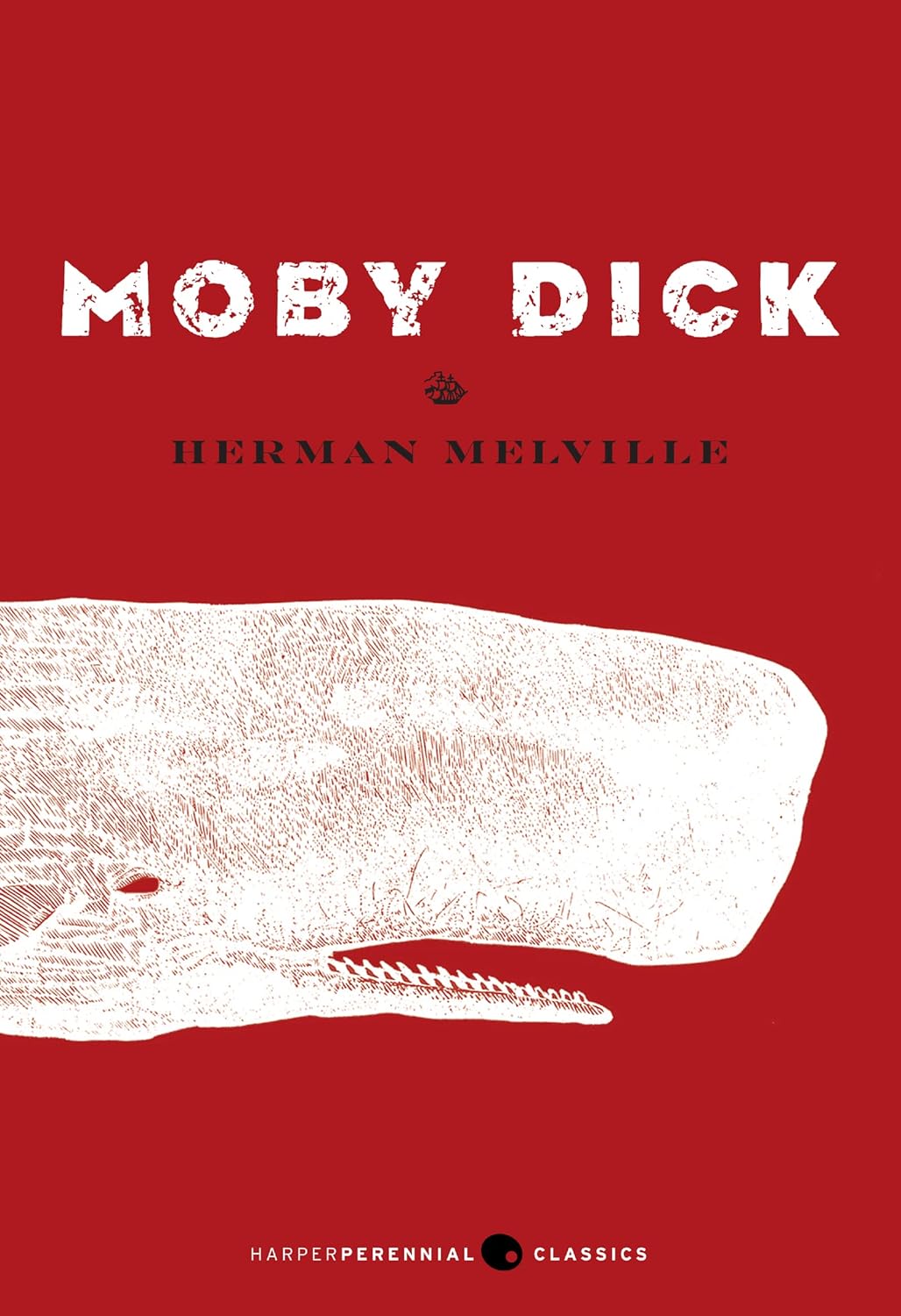Harper Perennial paperback of Moby Dick by Herman Melville from the Deluxe Editions series, featuring a classic book cover design.