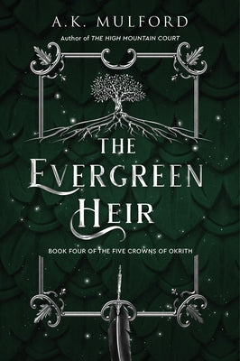 Paperback of "The Evergreen Heir" by Harper Voyager featuring the book cover with a lush green forest and mystical imagery.