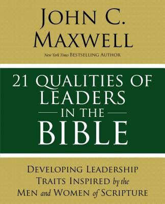 Paperback book titled "21 Qualities of Leaders in the Bible" by HarperChristian Resources, featuring biblical leadership traits.