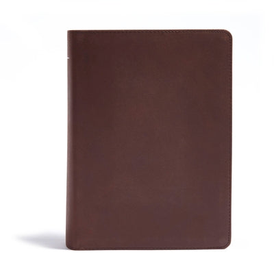 Holman Bibles CSB He Reads Truth Bible in brown genuine leather with wide margins, sewn binding, two ribbon markers, and notetaking space.