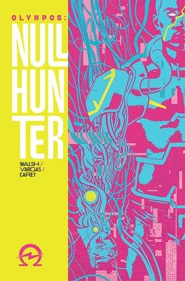 Paperback comic book "Olympos: Nullhunter," a cyberpunk retelling of Hercules by Image Comics, featuring vibrant cover art.