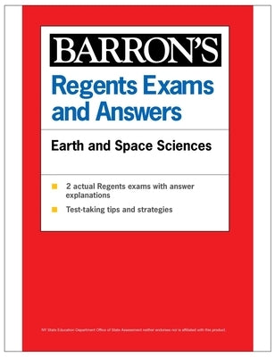 Paperback textbook titled "Regents Exams and Answers: Earth and Space Sciences" by Barrons Educational Services.