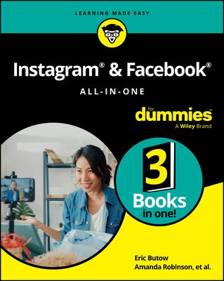 Paperback book titled "Instagram & Facebook All-In-One for Dummies" by For Dummies, featuring a colorful cover design.