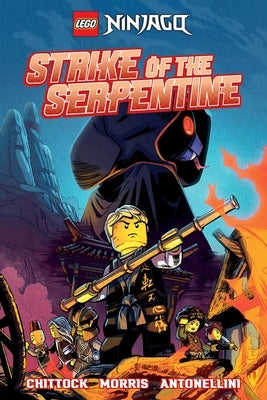 Paperback Lego Ninjago: Strike of the Serpentine graphic novel by Image Comics featuring colorful cover art with ninja characters.