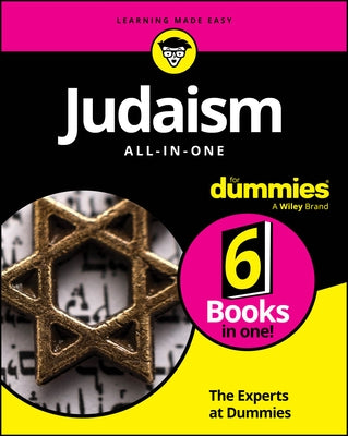 Paperback book titled "Judaism All-In-One for Dummies" by For Dummies, featuring a colorful cover with religious symbols.