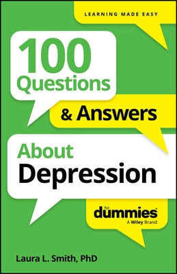 Paperback book titled "100 Questions & Answers about Depression for Dummies" by For Dummies with a plain cover design.