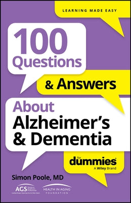 Paperback book titled "100 Questions & Answers about Alzheimer's & Dementia for Dummies" with a white cover and black text.