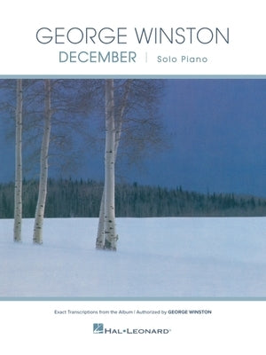 Paperback of George Winston's December piano transcriptions by Hal Leonard Publishing, featuring sheet music on the cover.