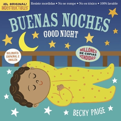 Brightly illustrated cover of Indestructibles Buenas Noches/Good Night paperback by Workman Kids, featuring sleep-themed nighttime imagery.