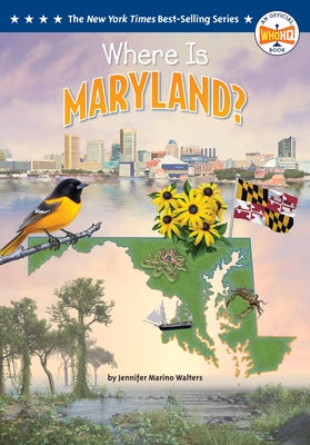 Paperback "Where Is Maryland?" book by Penguin Workshop showing a colorful map and illustrated pages for children.