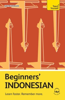 Paperback of Beginners' Indonesian language book by Teach Yourself, featuring colorful cover with language learning visuals.