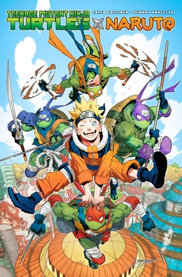 Paperback comic book featuring Teenage Mutant Ninja Turtles and Naruto characters by IDW Publishing, with colorful cover art.