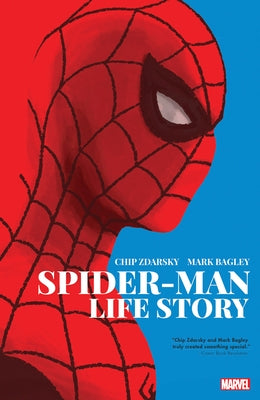 Marvel Universe Spider-Man: Life Story paperback comic book with colorful cover art featuring Spider-Man in action.
